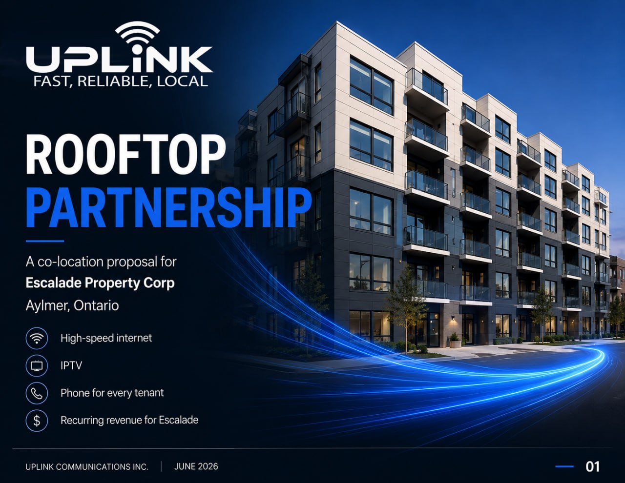 Rooftop Partnership cover slide for Escalade Property Corp